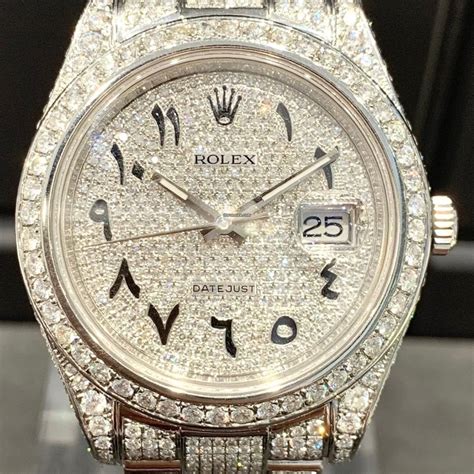 iced out Rolex arabic dial